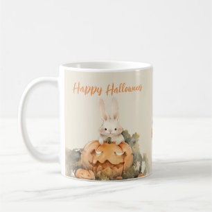 Adorable Rabbit in Pumpkin Patch Halloween  Coffee Mug