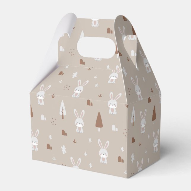 Adorable Rabbit Kids Pattern Favour Boxes (Front Side)