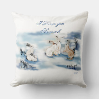 Adorable rabbits digital drawing cushion