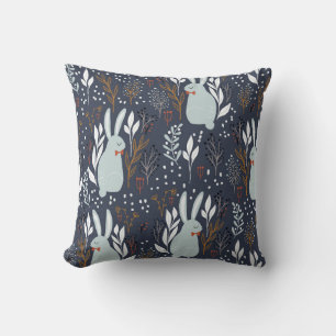 Adorable Rabbits: Forest Seamless Pattern Cushion
