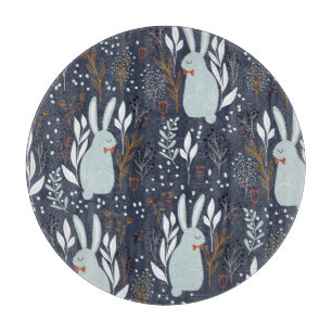 Adorable Rabbits: Forest Seamless Pattern Cutting Board