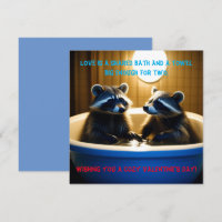 Adorable Raccoons in Bathtub Fun Valentine's Day