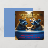 Adorable Raccoons in Bathtub Fun Valentine's Day