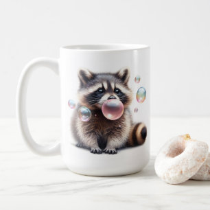 Adorable Racoon Blowing Bubble Gum Coffee Mug