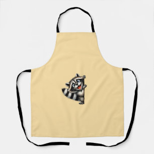 Adorable Racoon Christmas Peek - Cute Holiday Gif Apron