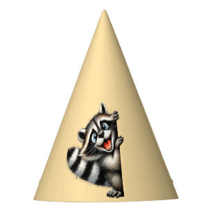 Adorable Racoon Christmas Peek - Cute Holiday Gif Party Hat