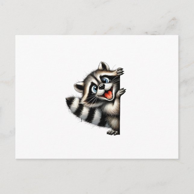 Adorable Racoon Christmas Peek - Cute Holiday Gif Postcard (Front)