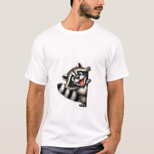 Adorable Racoon Christmas Peek - Cute Holiday Gif T-Shirt