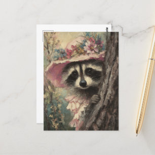 Adorable Racoon in a Pink Dress Postcard