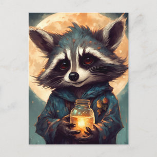 Adorable Racoon With a Magic Potion Postcard