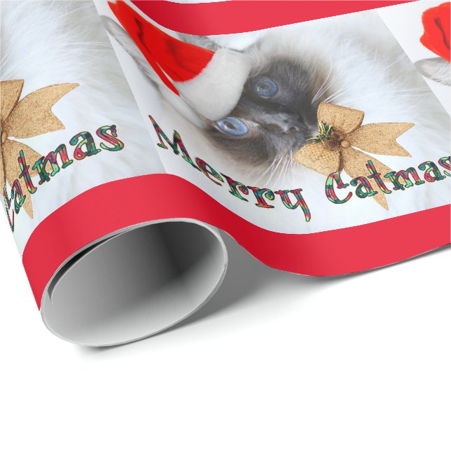 Adorable Ragdoll cat Christmas wrapping paper (Roll Corner)