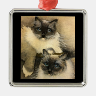 Adorable Ragdoll Cats with Bright Blue Eyes Metal Tree Decoration