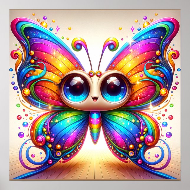 Adorable Rainbow Butterfly brings happynes Poster (Front)