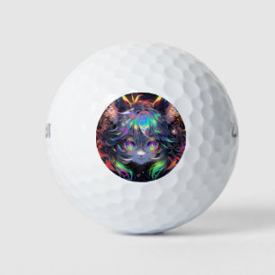 Adorable Rainbow Catgirl Furry Anime Golf Balls