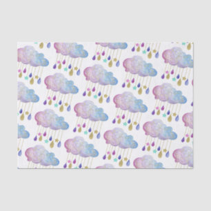 Adorable Rainbow Clouds & Gold Baby Girl Shower Tissue Paper