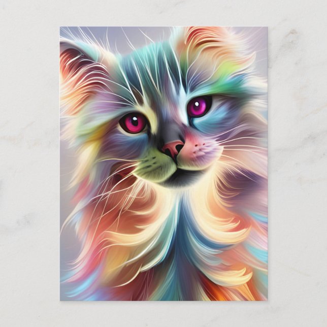 Adorable Rainbow Kitty Postcard (Front)