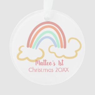 Adorable Rainbow Pastel Magical 1st Christmas Ornament