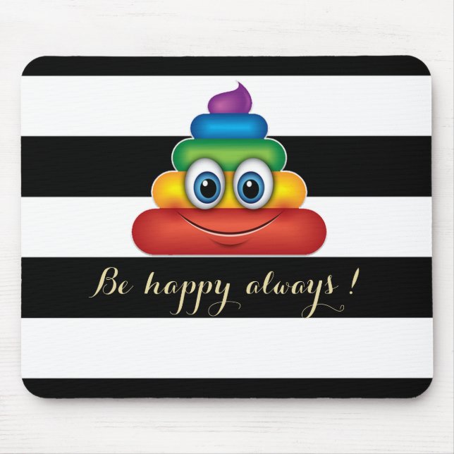 Adorable Rainbow Poop Emoji ,Striped Mouse Mat (Front)