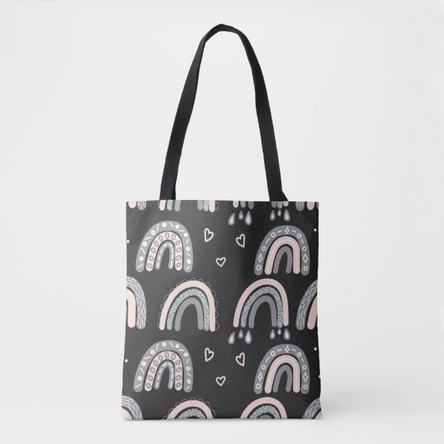 Adorable rainbow seamless pattern in trendy Scandi Tote Bag (Front)