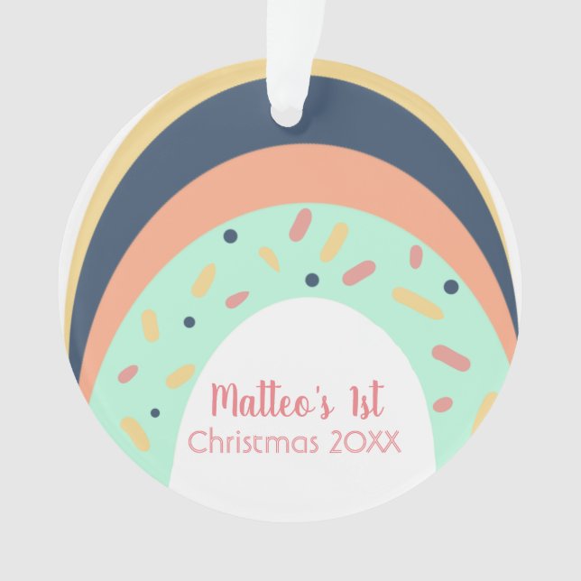 Adorable Rainbow Sprinkles Confetti 1st Christmas Ornament (Front)