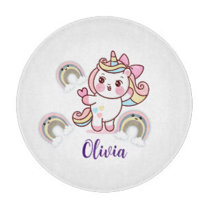 Adorable Rainbow Unicorn Customised Serving Tray Cutting Board