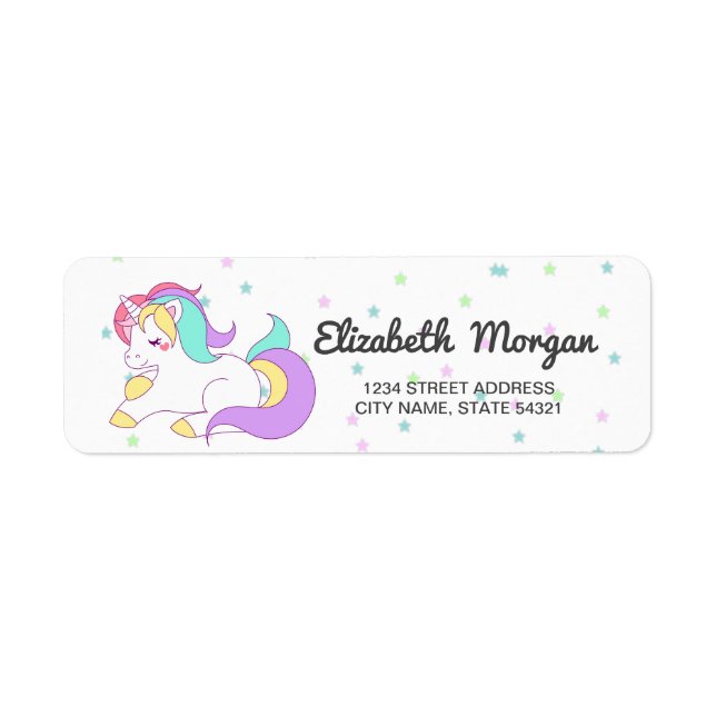 Adorable  Rainbow Unicorn, Stars (Front)