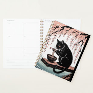 Adorable Ramen Eating Cat Notebook Planner