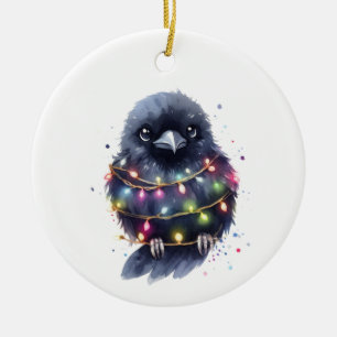 Adorable Raven Christmas Ceramic Tree Decoration