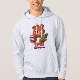 Adorable Reading Bear with Books Hoodie