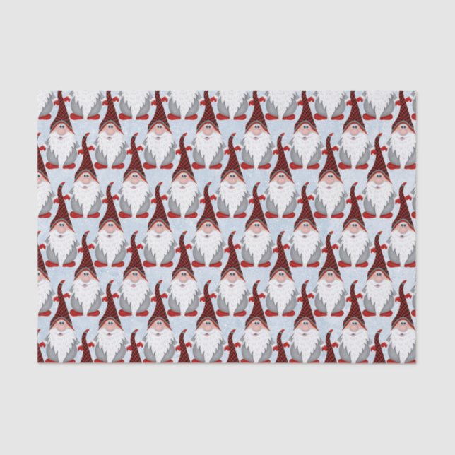 Adorable Red Black Gnome Xmas Christmas Kids Tissue Paper (Front)