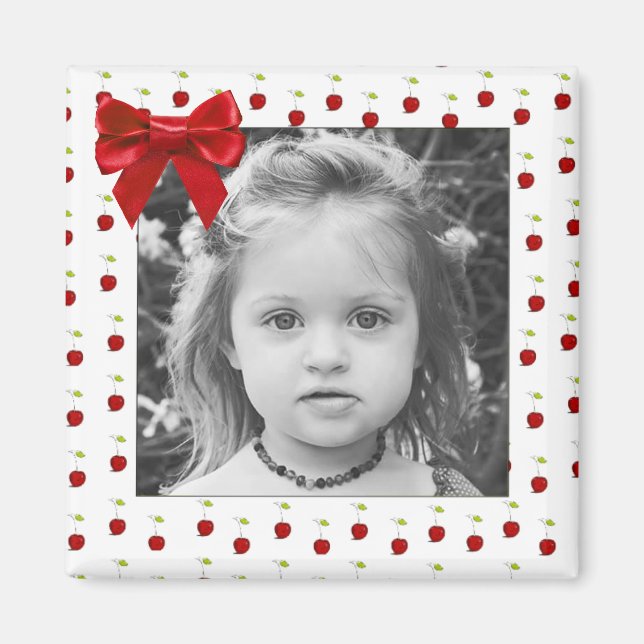 Adorable Red Cherry Photo Magnet (Front)