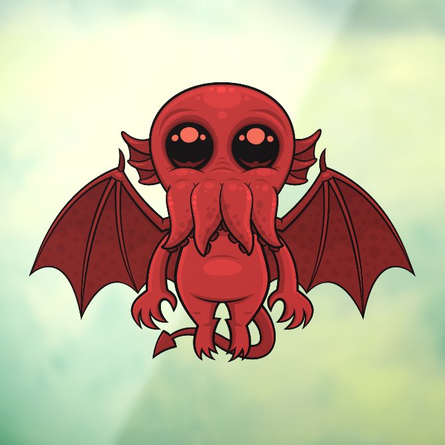 Adorable Red Cthulhu Sea Monster Window Cling (Sheet 3)