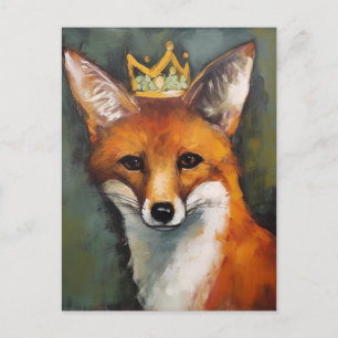 Adorable Red Fox in a Crown Postcard