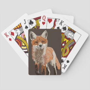 Adorable Red Fox Painting Playing Cards