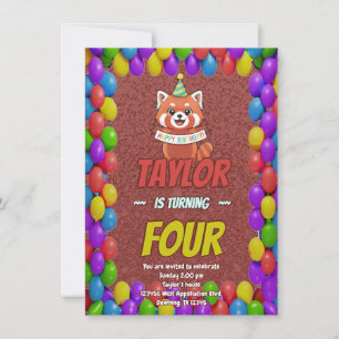 Adorable Red Panda Birthday Invite