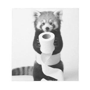 Adorable Red Panda Holding Toilet Paper Minimalist Notepad