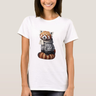 Adorable Red Panda in Cosy Winter Hoodie T-Shirt