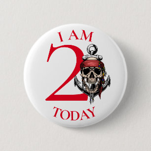 adorable red pirate party 6 cm round badge