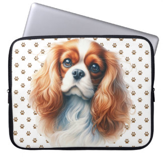 ADORABLE RED & WHITE CAVALIER KING CHARLES SPANIEL LAPTOP SLEEVE