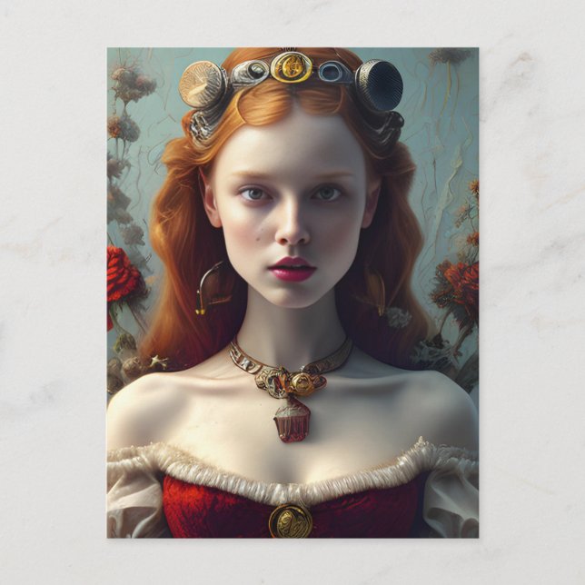 Adorable Redhead Princess AI Generated Art Postcard (Front)