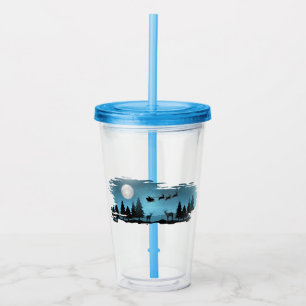 Adorable Reindeer At Night Acrylic Tumbler