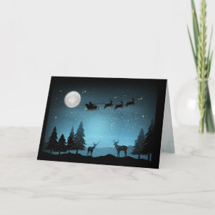 Adorable Reindeer At Night Card