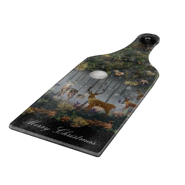 Adorable Reindeer At Night Cutting Board (Corner)