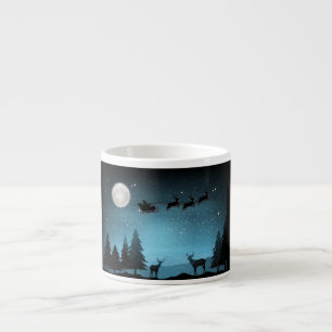 Adorable Reindeer At Night Espresso Cup