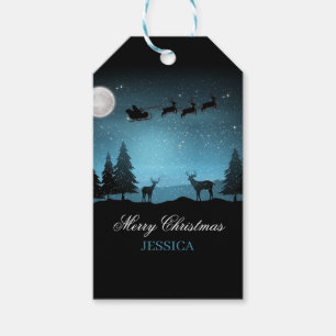 Adorable Reindeer At Night Gift Tags
