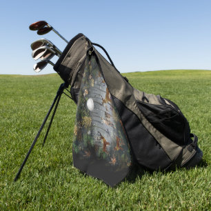Adorable Reindeer At Night Golf Towel