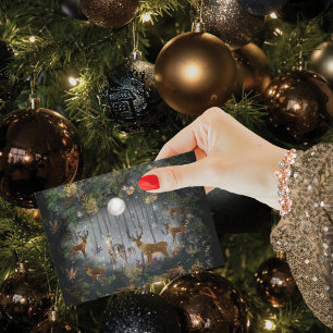  Adorable Reindeer At Night Holiday Card