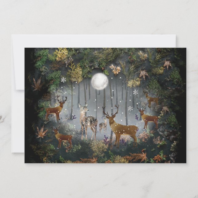 Adorable Reindeer At Night Invitation (Front)