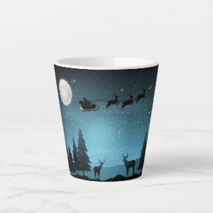 Adorable Reindeer At Night Latte Mug