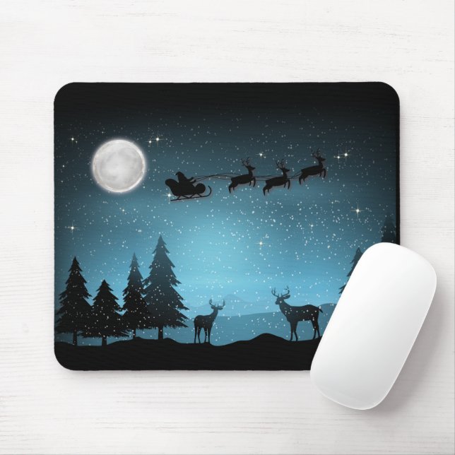 Adorable Reindeer At Night Mouse Mat (With Mouse)